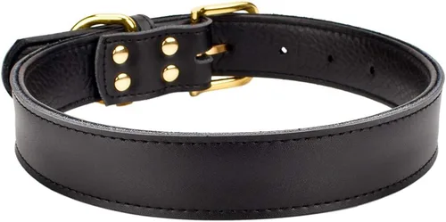 Miniatura 2 de Collares de cuero para mascotas, acolchados, para gatos, cachorros, perros pequeños y medianos, Negro