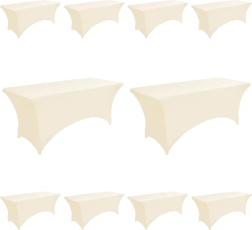 Miniatura 53 de Paquete de 2 Cubiertas de Mesa de Spandex de 4 pies para Mesas Plegables Rectangulares - Manteles Elásticos Ajustados Resistentes a las Arrugas