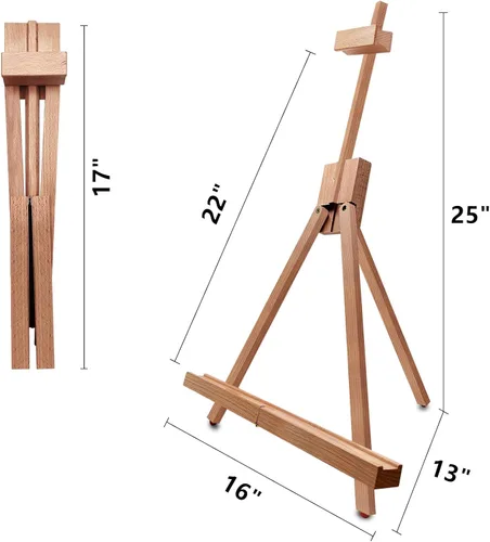 Miniatura 2 de Miratuso Caballete de mesa A3 con superficie lisa, caballete de pintura plegable de madera con capacidad para lienzo de más alto hasta 21 pulgadas
