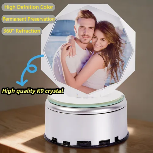 Miniatura 4 de Marco de Fotos de Color Personalizado como Regalo, Marcos de Fotos Personalizados, Regalos Personalizados de Fotos de Cristal 3D de Parejas con Luz