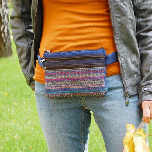 Miniatura 3 de Riñonera de bolsillo bohemio, riñonera para mujeres y hombres, bolsa de cinturón de viaje para festivales, monedero para teléfono celular