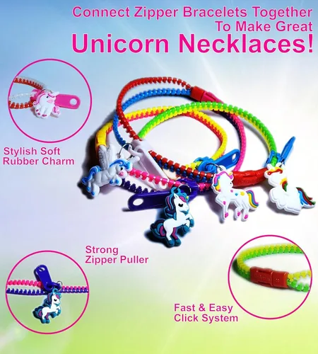 Miniatura 4 de UpBrands Juego de pulseras con cremallera de unicornio a granel, kit para fiesta de cumpleaños de unicornio, bolsas de golosinas y rellenos