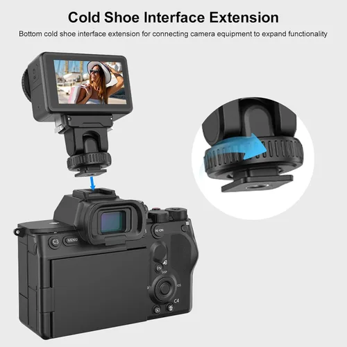 Miniatura 3 de PULUZ Soporte de montaje rápido para DJI Osmo Action 5 Pro/4/3, zapata fría con agujero de tornillo de 1/4 pulgadas y ajuste de inclinación de 75°
