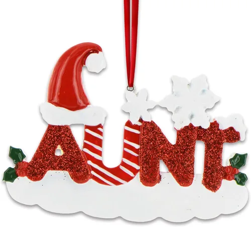 Miniatura 8 de Adorno de Navidad familiar personalizado – Adornos personalizados para tía, adorno de la mejor tía de la historia, adornos de regalo personalizados