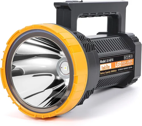 Miniatura 12 de Linterna LED recargable con pantalla de alimentación, 4 modos de luz, antorcha de mano de alto lúmenes, doble interruptor, linterna portátil