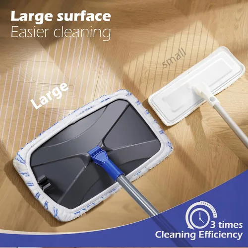 Miniatura 2 de Masthome Escoba de Microfibra, Escoba Plana de Superficie Grande con 5 Almohadillas Reutilizables, Escobas de Piso de Madera Dura para Uso Seco