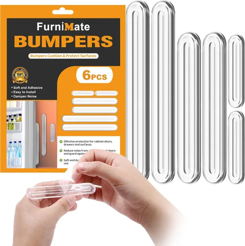 Miniatura 10 de 4 piezas de topes largos para muebles - Protectores de pared, tope de puerta de refrigerador, 5.5x0.7x0.2 pulgadas