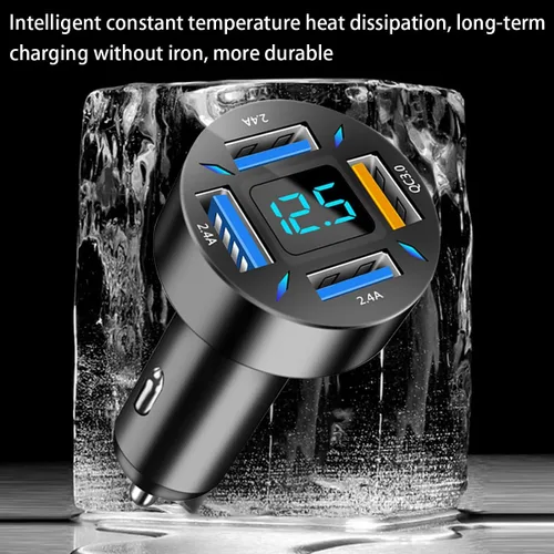 Miniatura 5 de Ankuee Cargador de coche USB de 4 puertos, carga súper rápida de 66 W con QC 3.0, PD 20 W y adaptador de cargador USB 2.4A, carga rápida con 1pcs