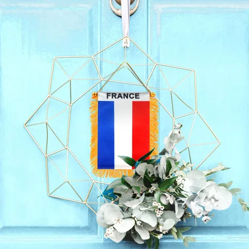 Miniatura 5 de Anley Pancarta colgante de ventana con flecos de Francia de 4 x 6 pulgadas, mini bandera con ventosa
