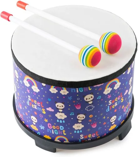 Tambor Tom para niños pequeños: juguetes musicales para bebés, instrumentos de percusión de 8 pulgadas, tambor de madera Montessori Toys para