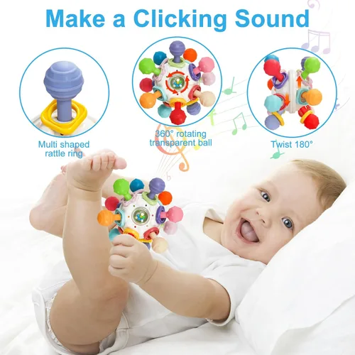 Miniatura 4 de TOHIBEE - Juguete sensorial Montessori de dentición para bebés, de grado alimenticio, para el desarrollo y aprendizaje en bebés recién nacidos de 0