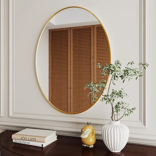 Miniatura 5 de AUYHM Espejo ovalado, espejo de baño pequeño de 20 x 28 pulgadas, espejos de baño, espejo negro para baño, espejos ovalados para baño, espejo