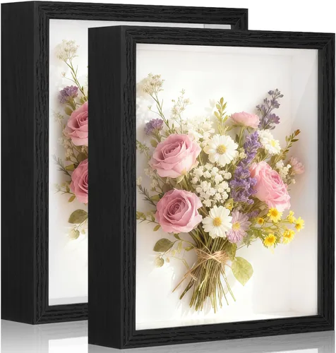 Miniatura 13 de Marco de Caja de Sombra 8x10 pulgadas - Paquete de 3 Cajas de Sombra Profunda de Madera con Vidrio, Vitrinas de Exhibición Adecuadas para Fotos