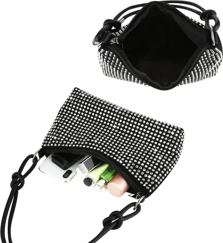 Miniatura 3 de Bolso de mano para mujer, bolso hobo brillante, bolso de hombro con diamantes de imitación, bolso cruzado brillante, elegante bolso de mano