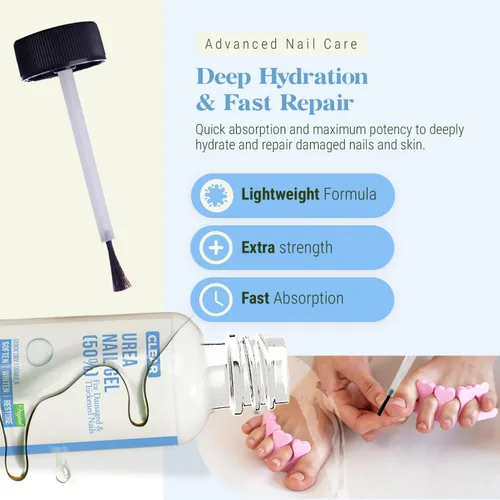 Miniatura 5 de Urea 50% Gel de uñas – Suaviza los callos agrietados del talón y las uñas gruesas de los pies – Repara uñas dañadas, amarillas y decoloradas