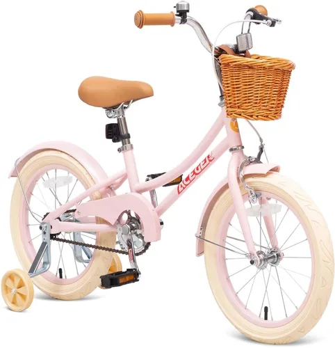 Miniatura 7 de ACEGER Bicicleta para niñas con canasta, bicicleta para niños de 3 a 13 años, incluye freno de contrapedal y freno de pinza, 14, 16, 18 pulgadas