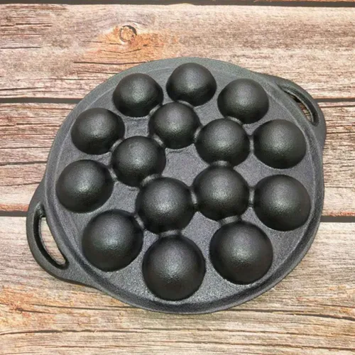 Miniatura 4 de Cabilock Mini moldes para tartas de hierro fundido Caracol Escargot Plate 15 agujeros de compartimiento molde negro para panqueques