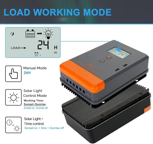 Miniatura 4 de PowMr Controlador de carga solar automático de 12 V 24 V y 20 amperios, regulador de carga MPPT regulador inteligente con pantalla LCD para carga
