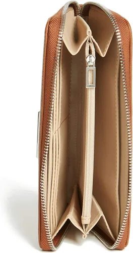 Miniatura 3 de GUESS Abree Logo Saffiano Cartera mediana con cremallera, Coñac
