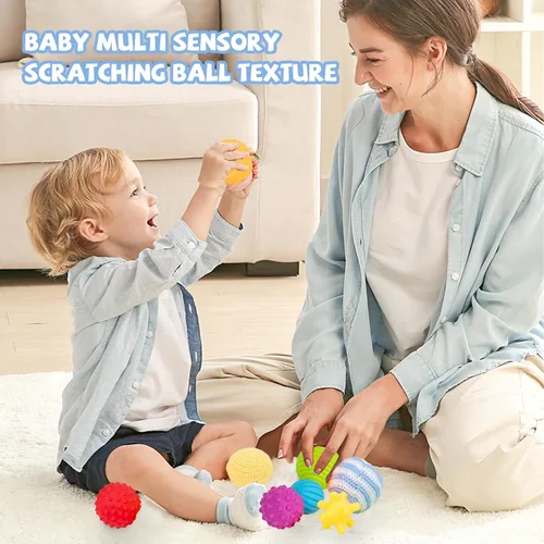 Miniatura 2 de Adena Montessori Paquete de 8 bolas sensoriales para niños pequeños de 1 a 3 años, juguetes sensoriales para bebés de 6 a 12 meses, juguete
