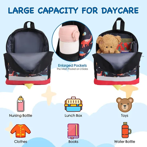 Miniatura 4 de Mochila para niños, mochila pequeña con diseño de dinosaurio, para niños, guardería, mochila escolar para niños y niñas, Dinosaurio Azul A3