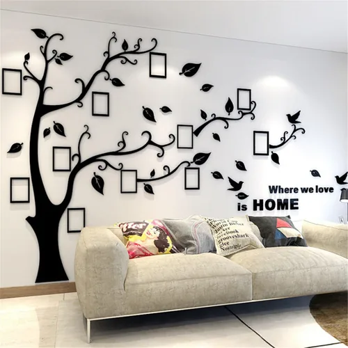 Miniatura 20 de Calcomanías de pared de árbol 3D - DIY, calcomanías de marcos de fotos y árbol de pared, marcos para fotos familiares, murales con calcomanías
