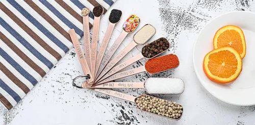 Miniatura 8 de Juego de tazas y cucharas medidoras, juego de 17 tazas medidoras y cucharas medidoras de cobre, 7 tazas medidoras y 9 cucharas medidoras con 1