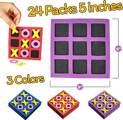 Miniatura 4 de Juego de Tic Tac Toe (paquete de 24) Mini juego de mesa de espuma de 5 x 5 pulgadas, juguetes a granel para niños, recuerdos de fiesta