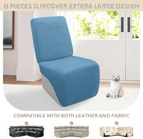 Miniatura 35 de Arfntevss Fundas de sofá seccional reclinable de terciopelo, Funda de sofá seccional de esquina para sofá reclinable, Funda elástica suave