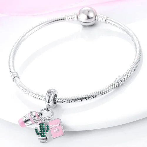 Miniatura 68 de Pandach Dijes colgantes de plata de ley 925 para pulseras y collares, dijes colgantes de Madonna con cuentas de girasol, joyería para mujer