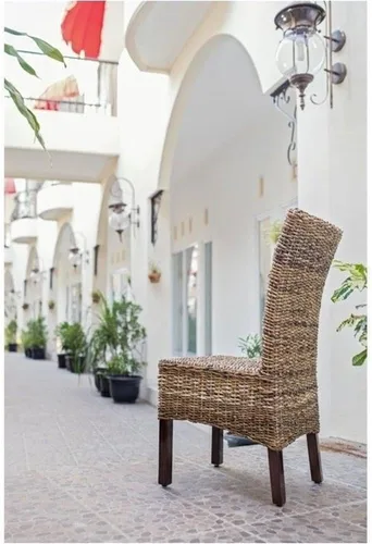 Miniatura 4 de BOWERY HILL Silla de comedor tejida a mano con hojas de abacá de 38 pulgadas de alto, mimbre y marco de madera, tamaño estándar perfecto
