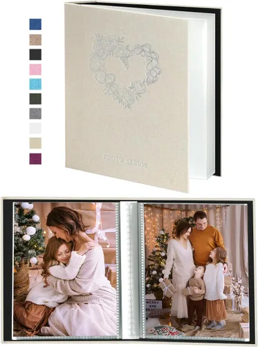 Miniatura 9 de Artmag Álbum de fotos pequeño de 4 x 6 pulgadas, 52 fotos, 2 paquetes, cubierta de lino, cada paquete tiene capacidad para 52 fotos, carga superior
