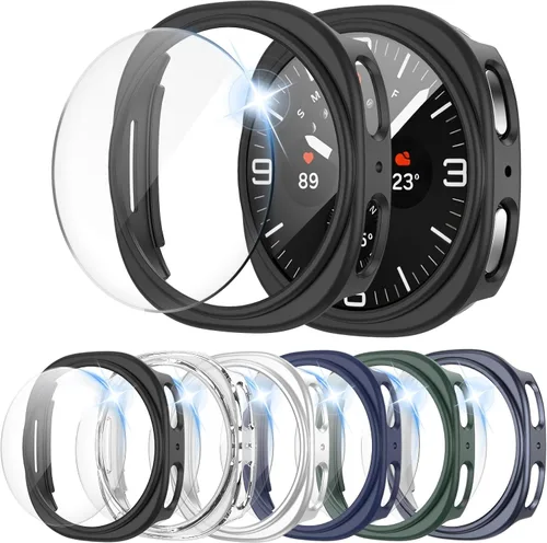 Miniatura 7 de Paquete de 6 + 6 fundas protectoras de pantalla para Samsung Galaxy FE/Galaxy Watch 5/Galaxy Watch 4 de 1.575 pulgadas, película de vidrio templado