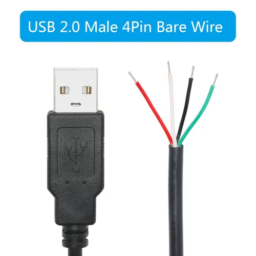 Miniatura 3 de Cable corto USB A macho de 4 pines de 11 pulgadas, USB 5V/2A de 4 pines, cable de alimentación y datos de extremo abierto, para equipo USB instalado