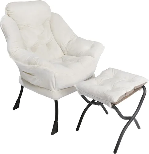 Miniatura 6 de Silla reclinable con otomana plegable, sillas de sala de estar, silla de salón contemporánea de acento, silla de sofá de ocio con marco de acero