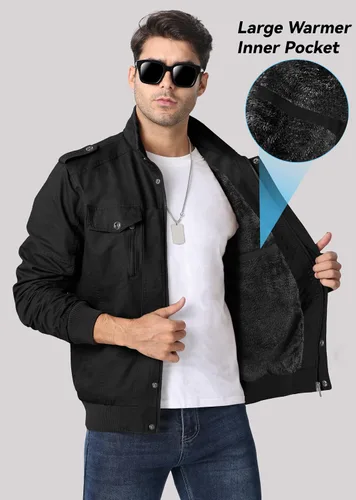 Miniatura 5 de Chaqueta EKLENTSON para hombre, con aislamiento térmico grueso, con múltiples bolsillos, con cremallera delantera, abrigo con forro polar