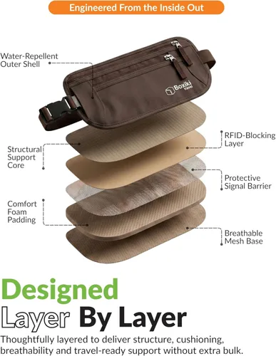 Miniatura 4 de Cinturón de dinero con bloqueo RFID para viajes – Cartera de viaje oculta ultracómoda, liviana y resistente al agua con correa ajustable – Portador