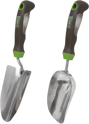 AMES 24452009 Ergo Gel Grip Juego de herramientas de jardín con pala de mano y cuchara de tierra