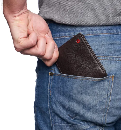 Miniatura 3 de Alpine Swiss RFID - Cartera de piel con 2 compartimentos para documentos de identidad, con ventana dividida, sección para billetes, en caja