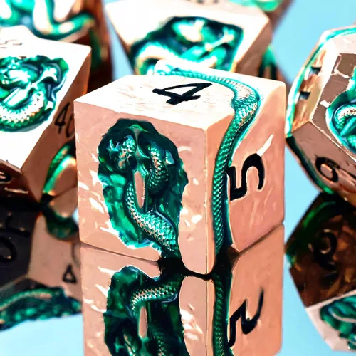 Miniatura 10 de Rule Dice Dados D&D de 7 Dados de Metal DND, Juego de Dados Metálicos Ponderados de Calabozos y Dragones, Juegos de Dados Poliédricos D y D Grandes