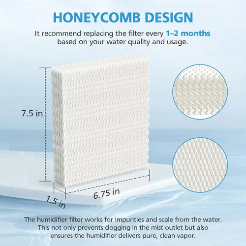 Miniatura 4 de iSingo Paquete de 4 filtros HFT600 T de repuesto, compatibles con humidificador de torre Honeywell serie HEV615 y HEV620, repuesto # HFT600T