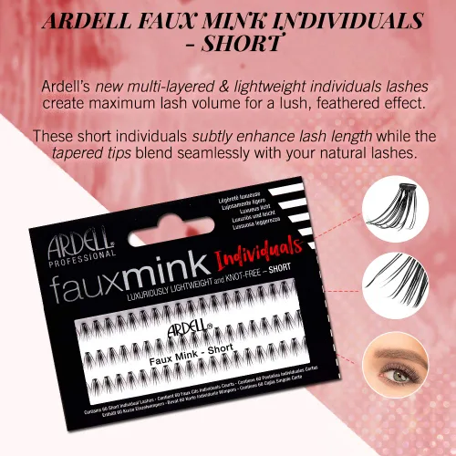Miniatura 4 de Ardell Pestañas postizas de visón sintético, pestañas cortas, color negro, aspecto natural, extensiones de pestañas, paquete de 4