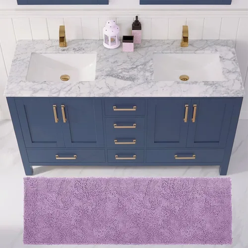 Miniatura 12 de LuxUrux Tapete de microfibra afelpada, de felpilla extrasuave, pelo largo de 1 pulgada, muy absorbente, para baño o ducha, lavar y secar a máquina