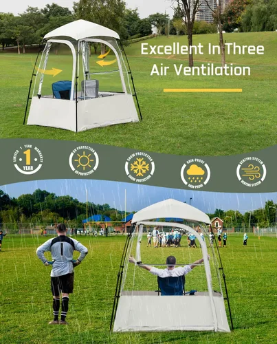 Miniatura 5 de Pod All Weather Sports Tent, Outdoor Pop Up Bubble Clear 540° View Winter Tent for 1-2 Person, Instant Cold Weather Shelter with Rainfly for Soccer
