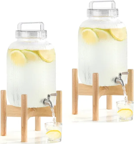 Miniatura 13 de EGGKITPO Dispensadores de bebidas de 1.5 galones con grifo y elegante soporte para fiestas, dispensador de limonada de policarbonato con soporte
