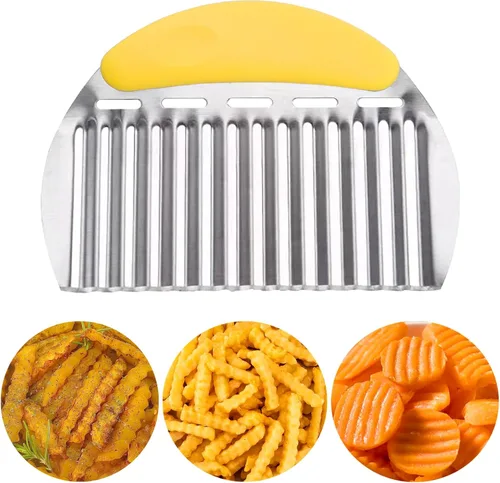 JAYVAR Cortador de arrugas grande para papas, cortador de arrugas de verduras de acero inoxidable, versátil picador ondulado de verduras para bordes