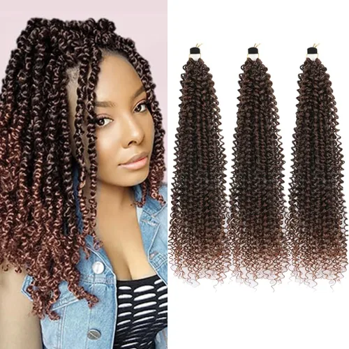 Miniatura 26 de Pelo de ganchillo Ocean Wave de 30 pulgadas, 3 paquetes de cabello trenzado de onda profunda, cabello rizado profundo con ganchillo para mujeres