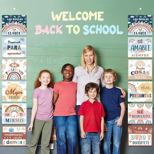 Miniatura 4 de Faccito Letrero motivacional para decoración de aula en español, cartel positivo para porche, letrero inspirador para puerta, decoración de pared