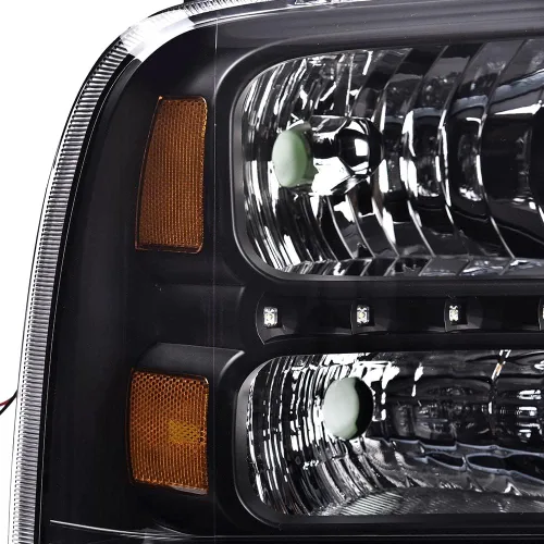 Miniatura 8 de CHEDA Conjunto de faros LED DRL, compatible con Ford F250 F350 F450 F550 Super Duty 2005 2006 2007 (lente transparente carcasa negra reflector ámbar)