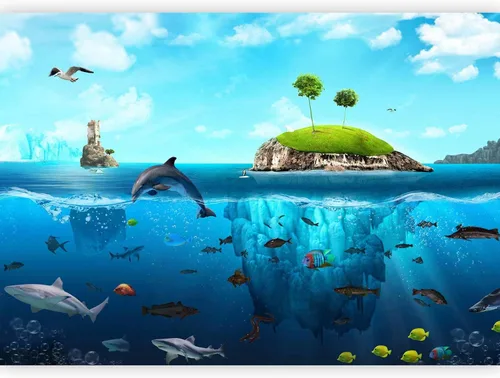 Miniatura 8 de artgeist Mural de pared premium mundo submarino, 98 x 69 pulgadas, papel tapiz no tejido XXL, decoración de pared de vellón, impresión fotográfica